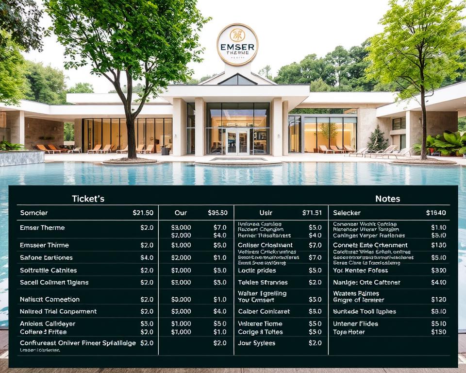 Preisübersicht Emser Therme